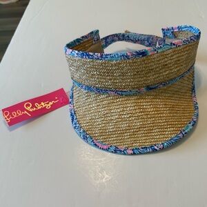 NWT Women’s Lilly Pulitzer Straw Visor with Adjustable Velcro Closure One Size